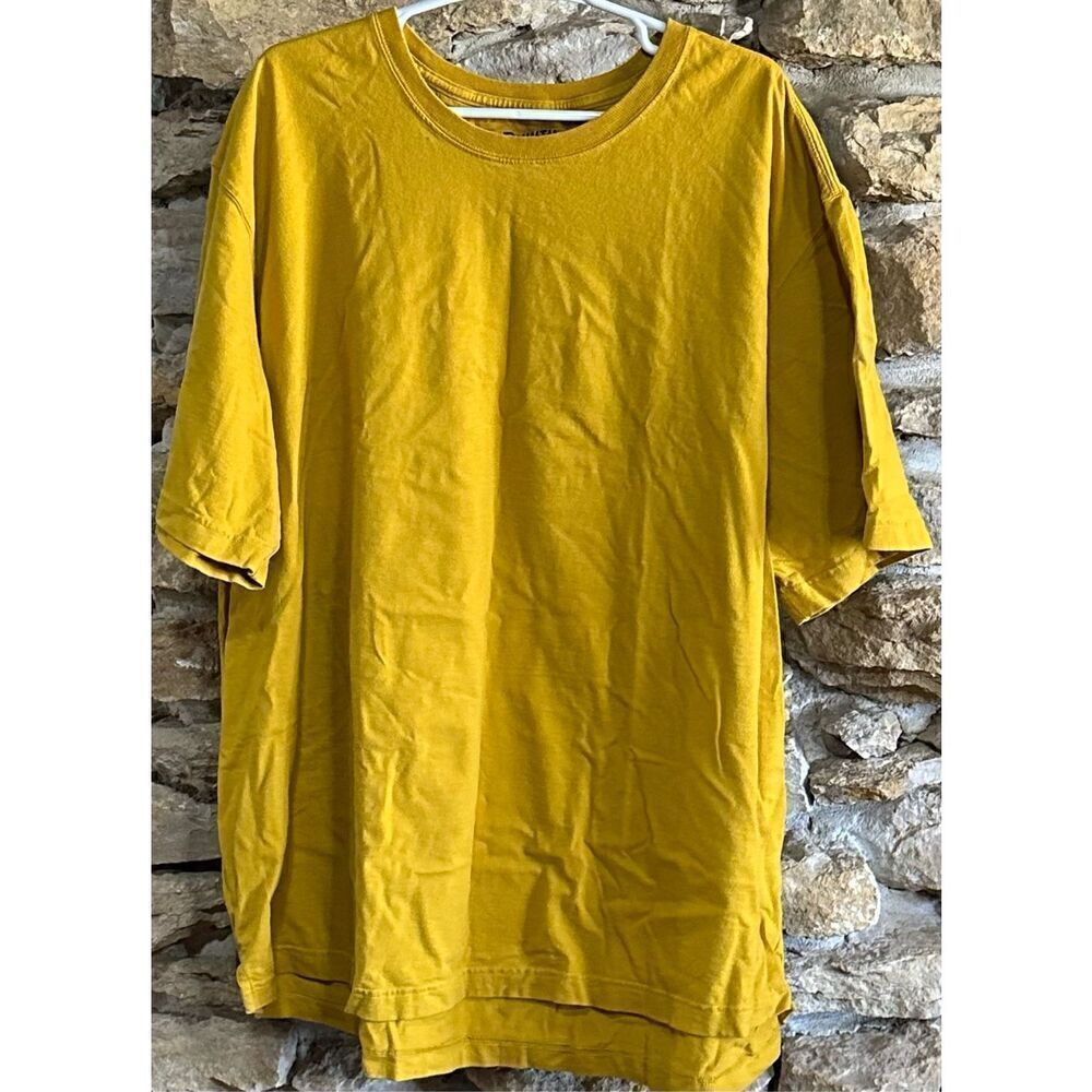 Men's Duluth Trading Company Yellow Relaxed Fit Longtail Cotton Short Sleeve T-S